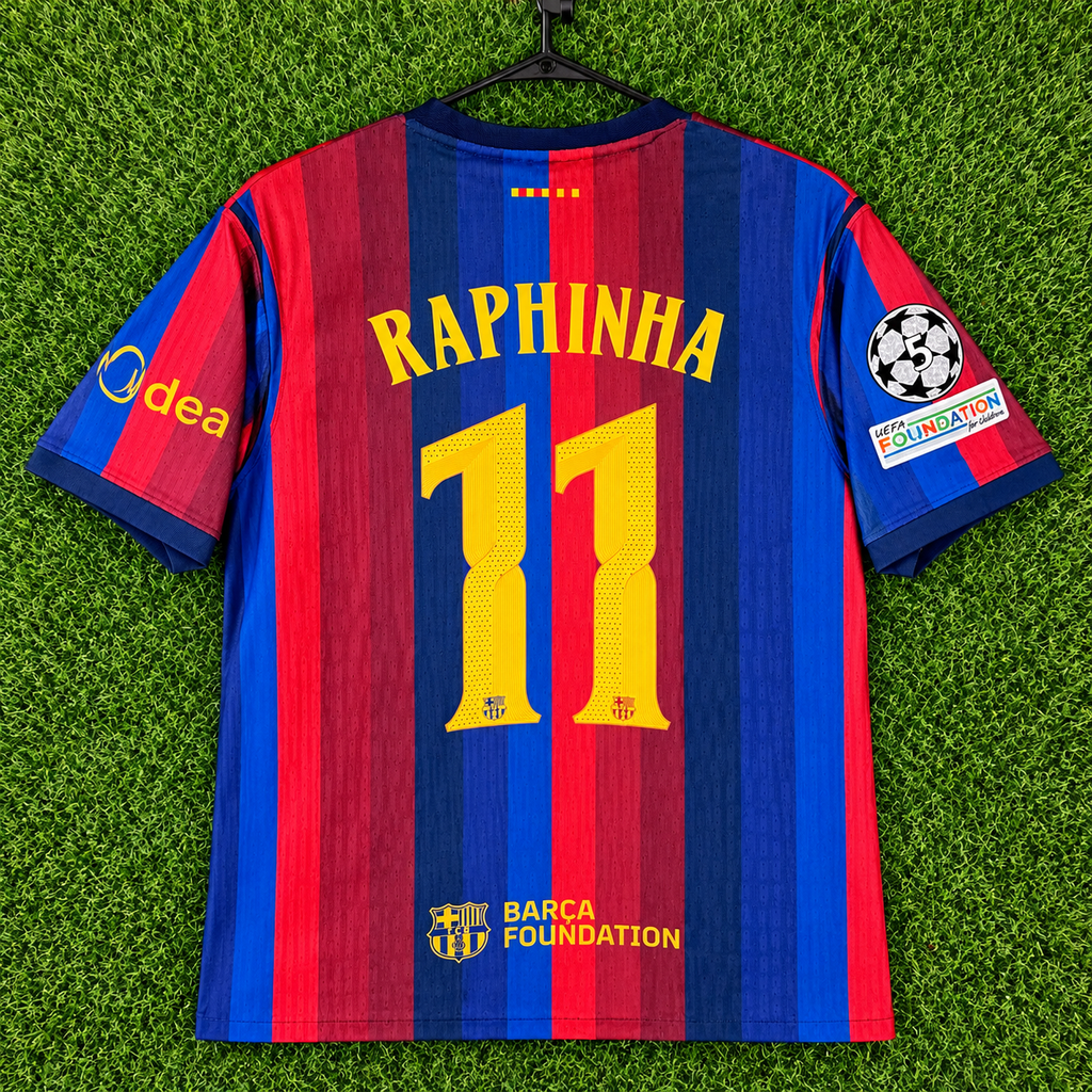 NEW 2026/2027 CL FC Barcelona #11 Raphina (Home) Player Version-Slim Fit
