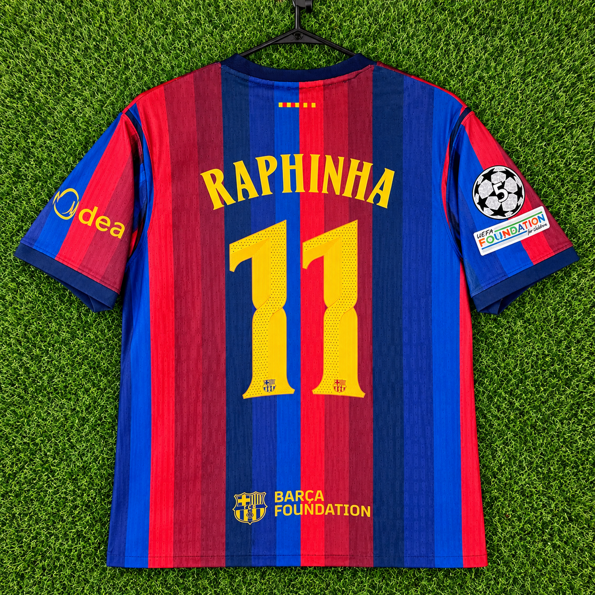 NEW 2026/2027 CL FC Barcelona #11 Raphina (Home) Player Version-Slim Fit