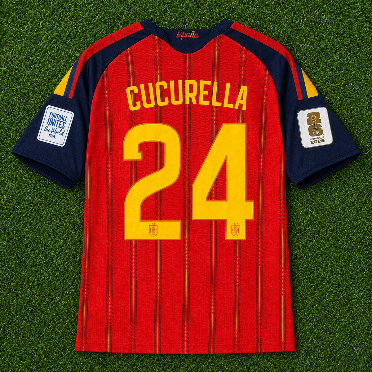 2026 Spain 2 Star #24 Cucurella (Home) Player Version- Slim Fit