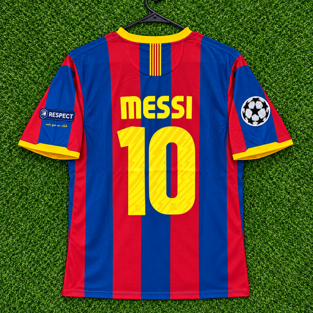 NEW 2011/2012 FC Barcelona CL Final #10 Messi (Home) Retro-Slim Fit