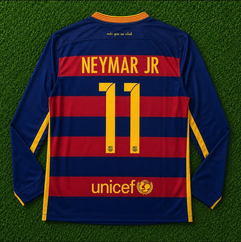 NEW 2015/2016 FC Barcelona #11 Neymar Jr (Home) Retro- Slim Fit