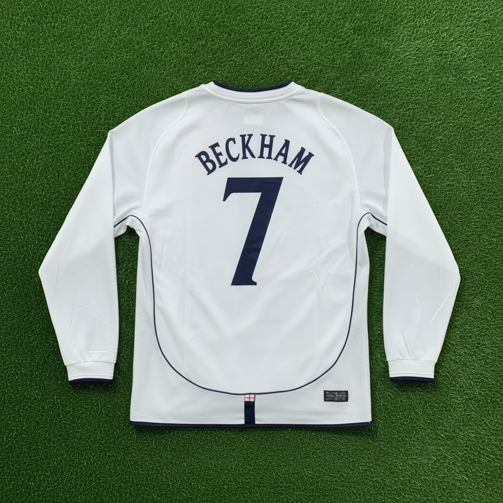 2002 England #7 Beckham (Home) Retro- Slim Fit