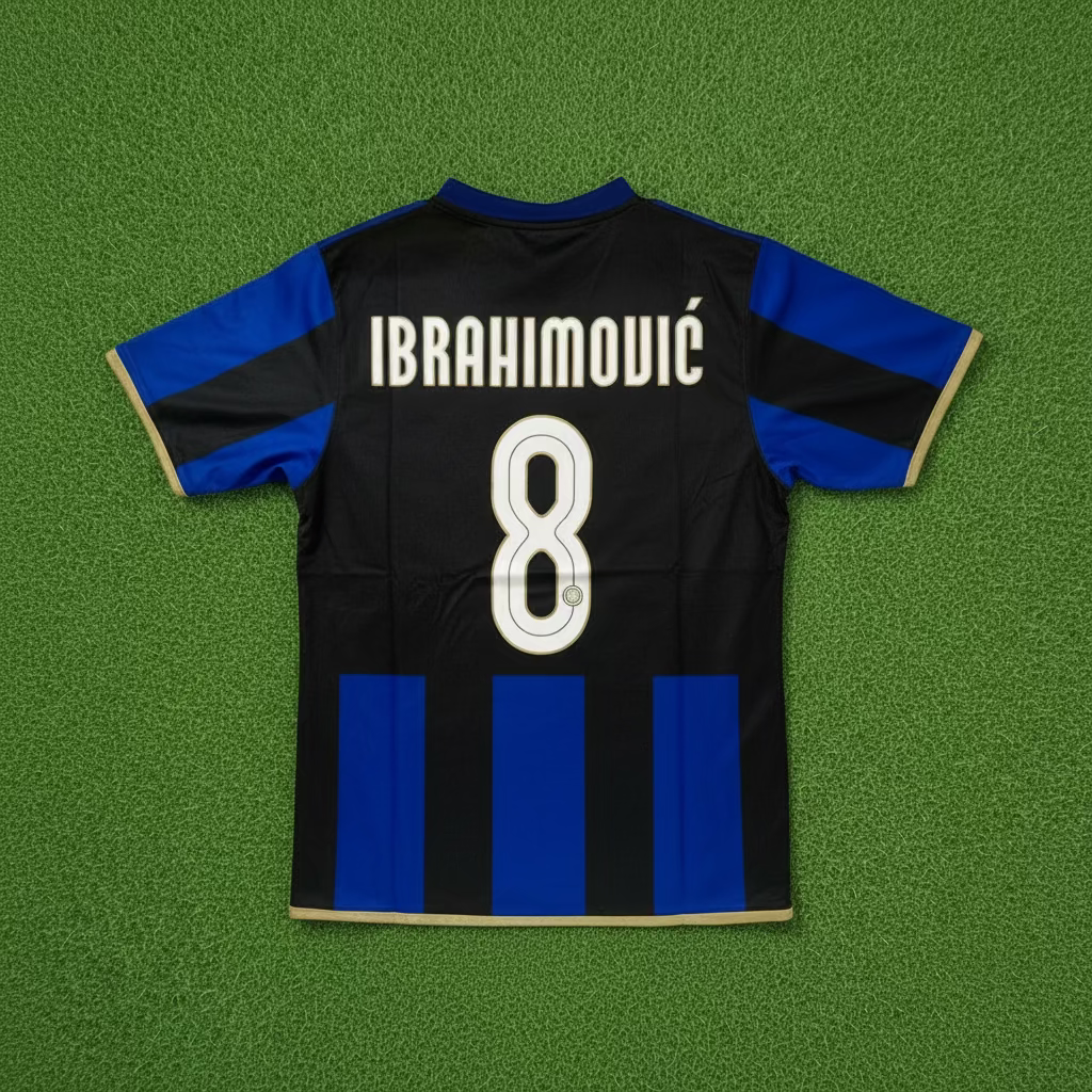 2007/2008 Inter Milan #8 Ibrahimovic (Home) Retro- Slim Fit