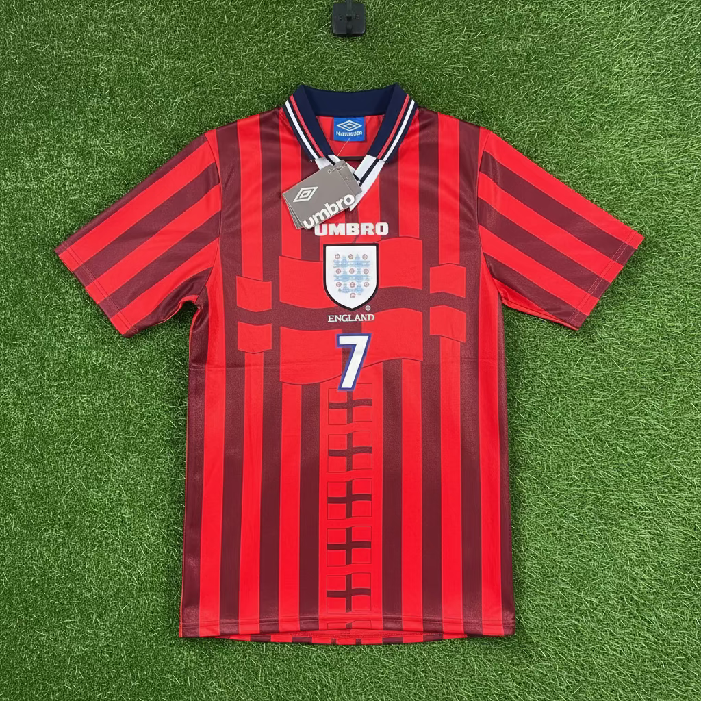 1998 England #7 Beckham (Away) Retro-Slim Fit