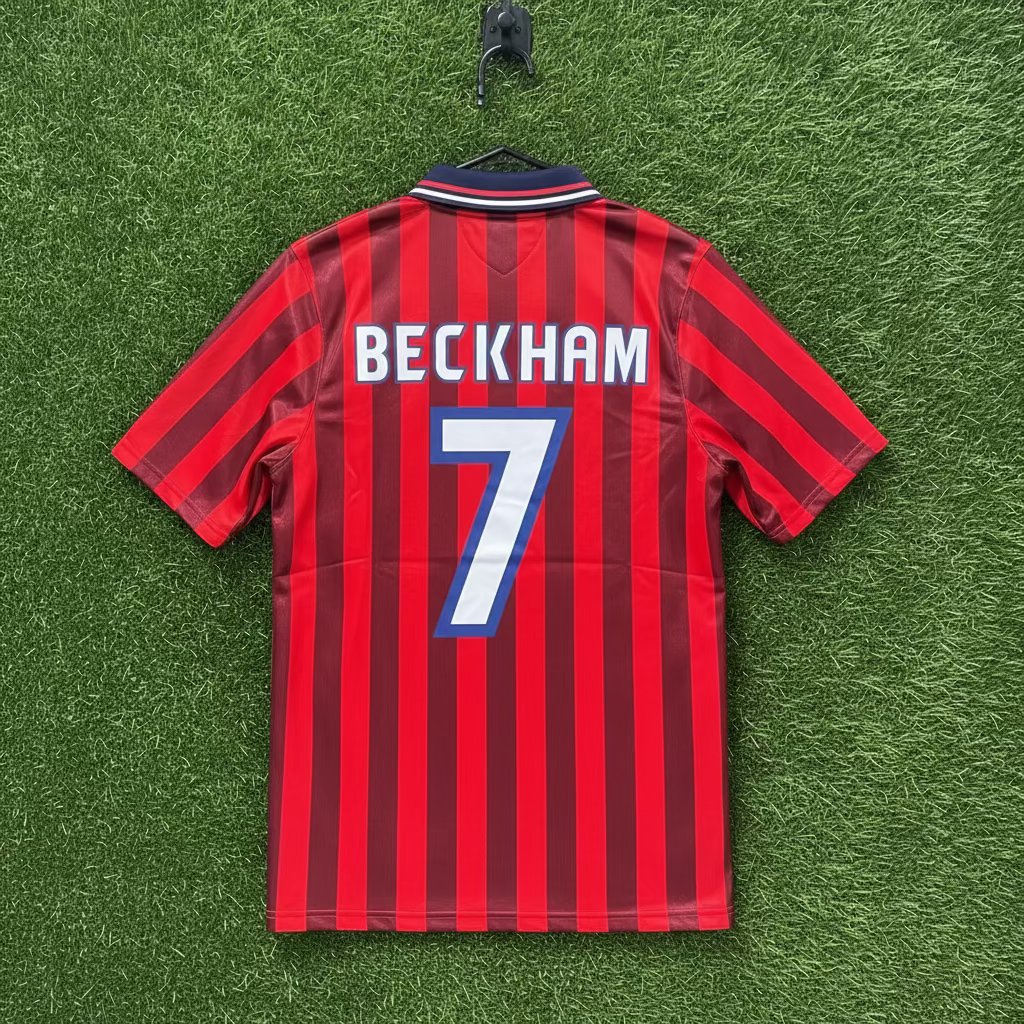 1998 England #7 Beckham (Away) Retro-Slim Fit