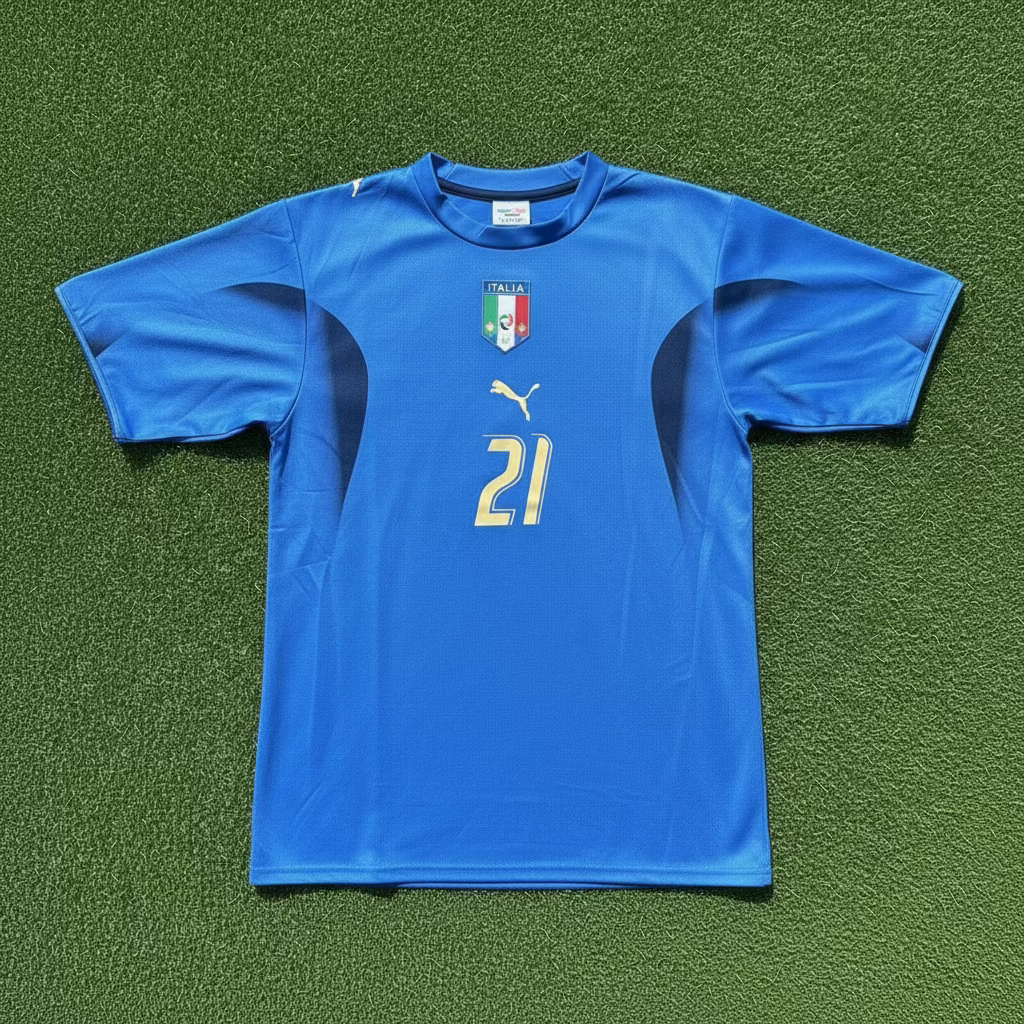 2006 World Cup Italy #21 Pirlo (Home) Retro- Slim Fit