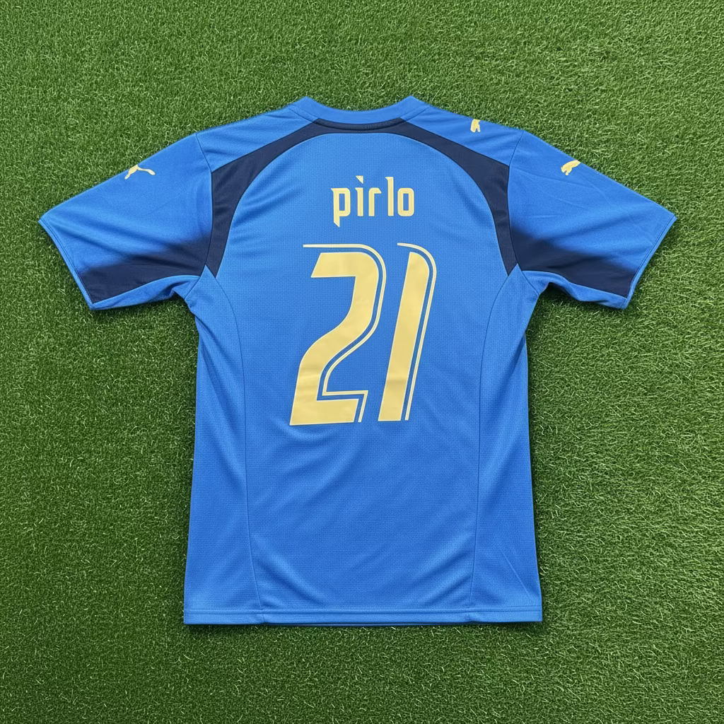 2006 World Cup Italy #21 Pirlo (Home) Retro- Slim Fit