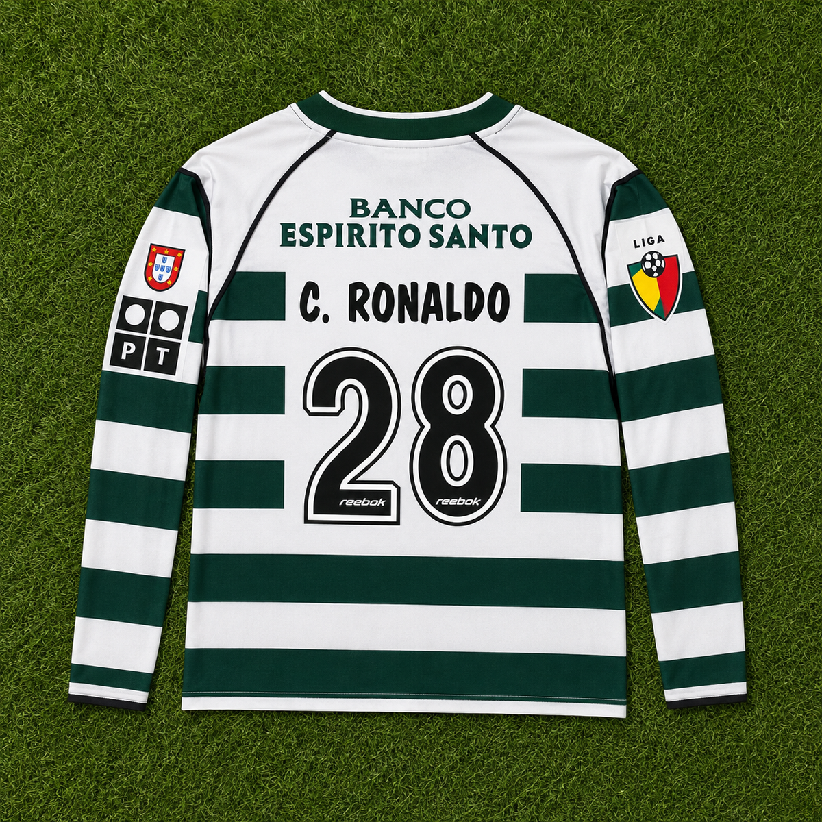 NEW 2001/2003 Sporting Lisbon #28 C. Ronaldo (Home) Retro- Slim Fit