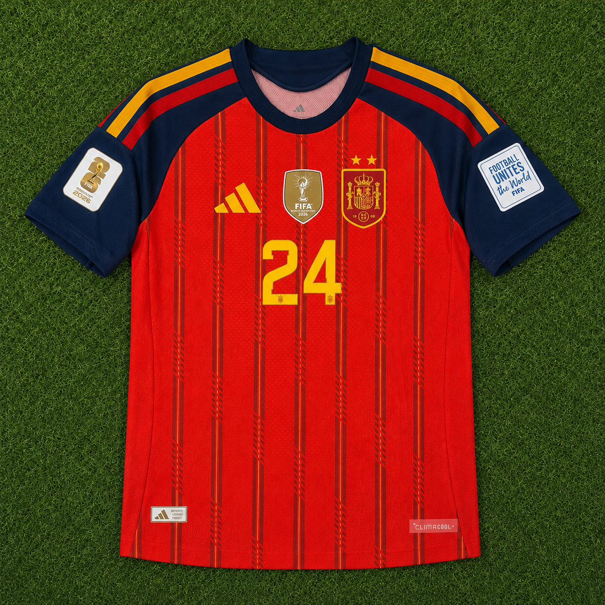 2026 Spain 2 Star #24 Cucurella (Home) Player Version- Slim Fit