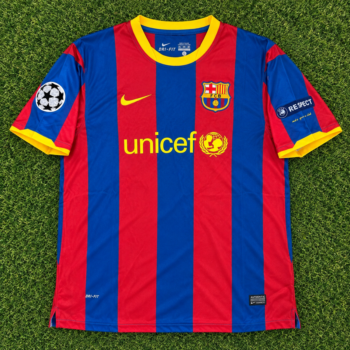 NEW 2011/2012 FC Barcelona CL Final #10 Messi (Home) Retro-Slim Fit